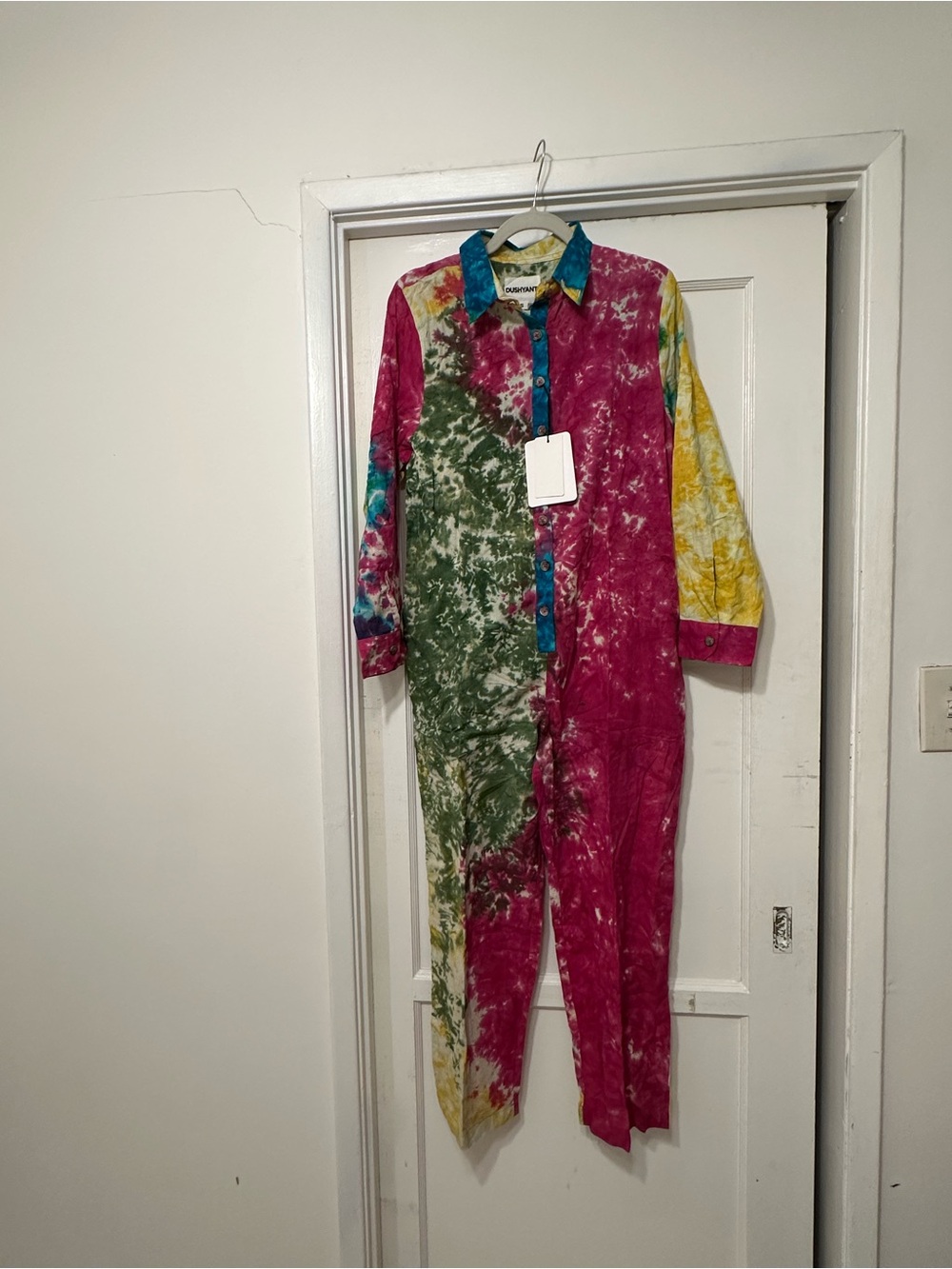 Multicolor Tie-Dye Button-Front Jumpsuit